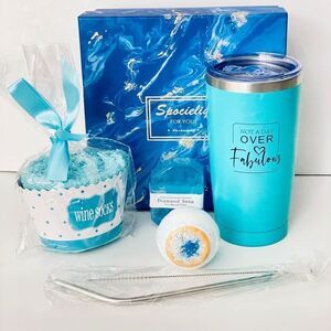 NWT Not a day over fabulous Wine Socks,Tumbler,soap, Bath bomb, Women Gift Set